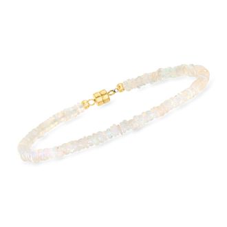 Ross-Simons 3.5-4mm Opal Bead Bracelet With 14kt Yellow Gold Magnetic Clasp