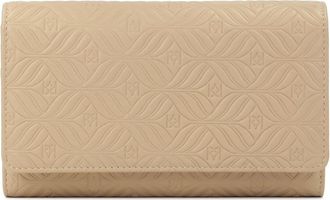 Kazar Beige portemonnee met elegant reli&euml;fpatroon - Dames - Portefeuilles - Beige - ONE Size - Leer - Accessoires
