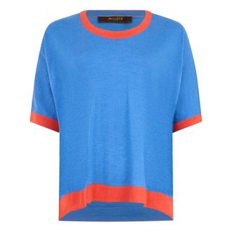 Moorer Round-neck Knitwear, female, Blue, Size: 3XL Aria