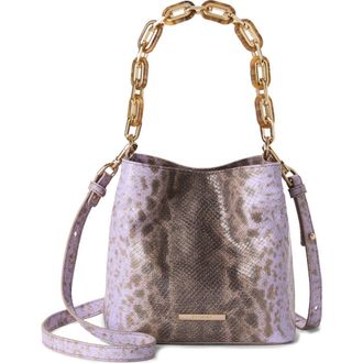 Brahmin Mod Mini Amelia Croc Embossed Leather Top Handle Bucket Bag in Sheer Lavender at Nordstrom