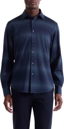 Bugatchi James OoohCotton Gradient Geo Print Button-Up Shirt in Navy at Nordstrom, Size Xx-Large