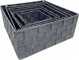 Trade Shop Trade Shop - 6pz Scatola In Tessuto Contenitori Organizer Bagno Armadio Cassetti Grigio 79151