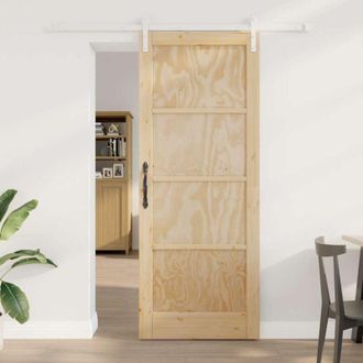 vidaXL Vidaxl Puerta Corredera Manual Natural Y Blanco 83 X 211 Cm