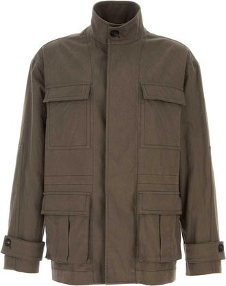 Ferragamo Mens Mud Stretch Cotton Jacket - Sage Green - Size EU 50 (Mens)