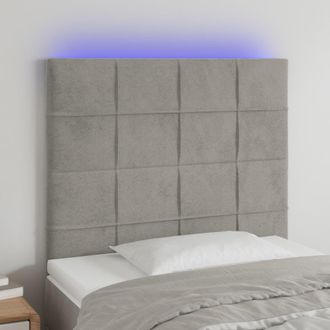 vidaXL Cabecero Con Luces Led Terciopelo Gris Claro 100x5x118/128 Cm Vidaxl