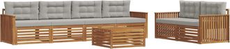 vidaXL Conjunto De Sof&aacute;s De Exterior 7 Uds. Natural Y Gris Claro Vidaxl