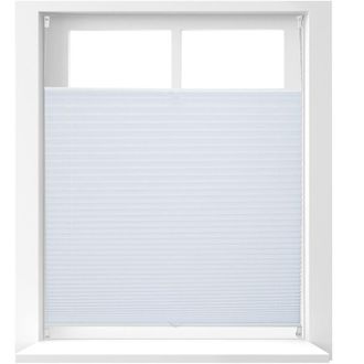 Relaxdays 3 X Estores Plisados Transparentes, Pol&iacute;&eacute;ster, 100 X 130 Cm, Blanco