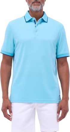 Bugatchi Tipped Piqué Polo in Turquoise at Nordstrom, Size Xx-Large