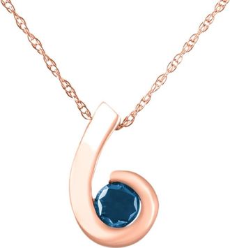 Pompeii3 14K Rose Gold 1/4ct Blue Diamond Solitaire Pendant