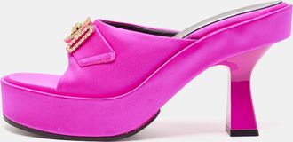 Versace Fuchsia Satin Medusa Biggie Mules