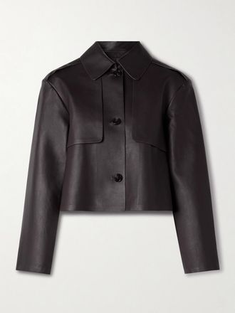 Theory Giacca Cropped In Pelle - Marrone