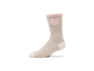 Barefoot Dreams Cozychic (r) Color Block Heart Womens Socks Sock Stone, Polyester