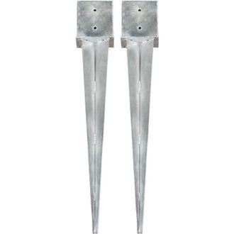 vidaXL Vidaxl - Picas De Tierra 2 Uds Acero Galvanizado Plateado 14x14x91 Cm