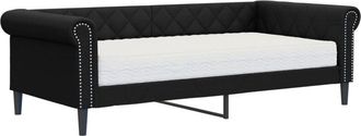 vidaXL Sofá cama con colchón cuero sintético negro 90x200 cm vidaXL
