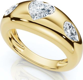 Pompeii3 1 3/10Ct Sloan Heart Shape Flush Set Diamond Dome Band 14k Gold Lab Grown EF/VS