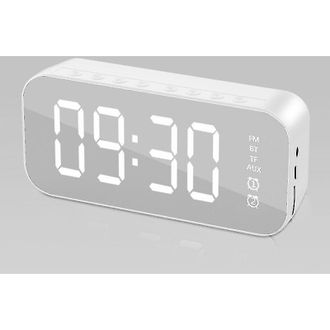 OEM Reloj Despertador Digital Led Con Altavoz Bluetooth Y Caja De M&uacute;sica Electr&oacute;nica Con Luz Para Mesita De Noche - Blanco