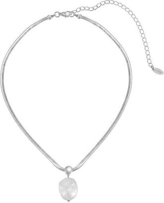 Ettika Cultured Baroque Pearl Pendant Necklace in Silver at Nordstrom