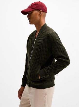 Le 31 Mens Embossed geo zip cardigan