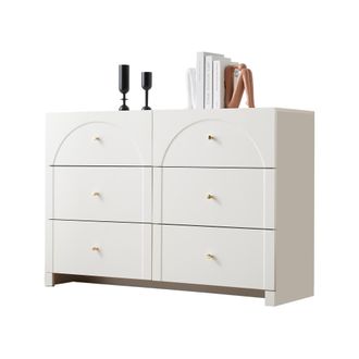 STILVORA Com&ograve; Con 6 Cassetti, Stile Romantico Classico Per Camera Da Letto E Soggiorno, In Pannello Truciolare, Bianco, 120&times;40&times;82 Cm