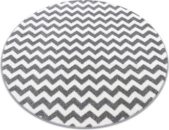 RugsX Alfombra Sketch C&iacute;rculo - F561 Gris/blanco - Zigzag Grey Circulo 140 Cm