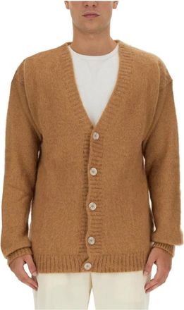 Family Fir$t Milano Mohair V-Neck Cardigan - Heren - Vesten - Beige - M - Truien & Vesten
