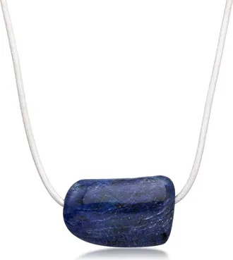 Ross-Simons Sapphire Bead Necklace With Adjustable White Leather Cord