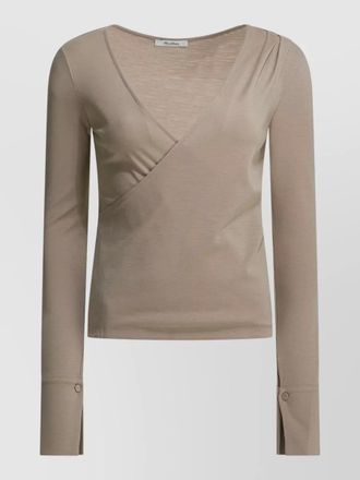 Max Mara virgin wool sweater draped v neck design