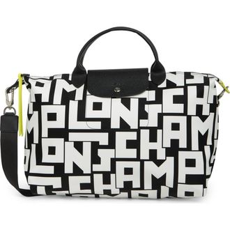 Longchamp Le Pliage Neo Logo Travel Bag in Blk/white at Nordstrom Rack