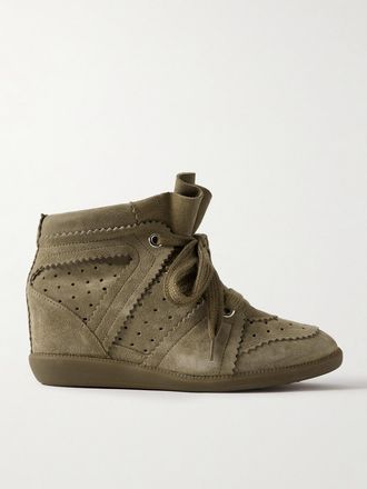 Isabel Marant Sneakers In Camoscio Traforato Con Zeppa Bobby - Marrone