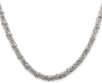Diamond2Deal Sterling Silver 4mm Fancy Byzantine Chain Necklace