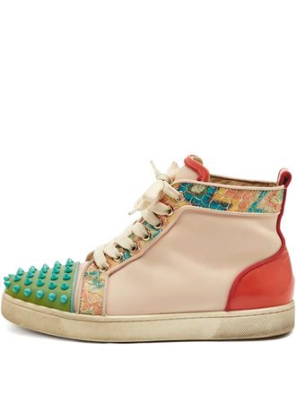 Christian Louboutin 37.5 Louis spikes leather sneaker - women - Patent Leather/Calf Leather/Calf Leather/Calf Suede/Rubber - 37.5
