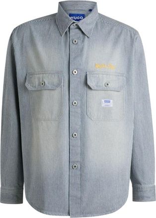 HUGO BOSS Oversize-fit shirt in striped washed denim