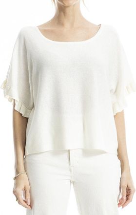 Max Studio Flutter Sleeve Linen-Blend Top