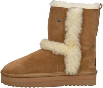 Warmbat Kangaroo Plateau Enkellaarsjes - Dames - Winterlaarzen - Bruin - 38 EU - Wol - Schoenen