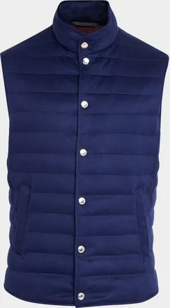 Brunello Cucinelli Men & apos;s Cashmere Padded Down Snap-Front Vest