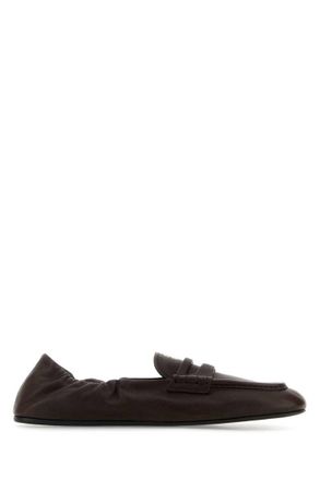 Miu Miu Dark Brown Logo Loafers