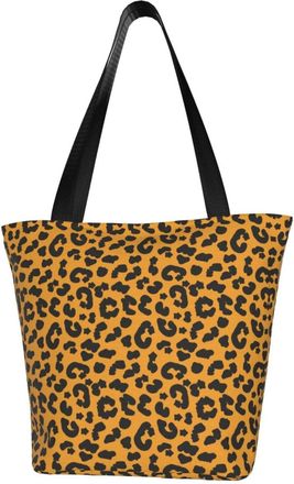 AOOEDM Cheetah Animal Print Reusable Grocery Bag Shopping Bag Casual Shoulder Bag Handbag for Men Women ECO Market Bag Beach Bag Travel Totes