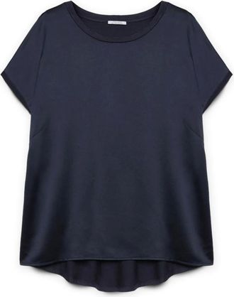 Fiorella Rubino Blusa de sat&eacute;n y jersey - Blouses & Shirts - Mujer - Azul - S