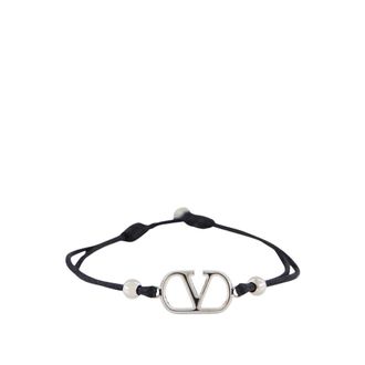 Valentino Garavani VLogo Cord Bracelet - Heren - Armbanden - Zwart - ONE Size - Polyester - Accessoires