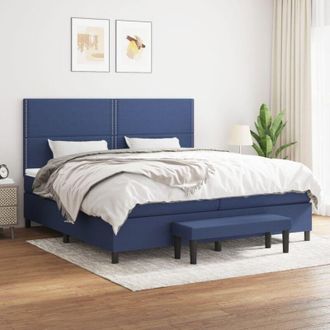 vidaXL Vidaxl - Cama Box Spring Con Colch&oacute;n Tela Azul 200x200 Cm
