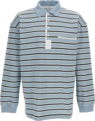 Bottega Veneta Gestreepte Piqu&eacute; Polo Shirt - Heren - Polos - Blauw - S - Katoen - Tops