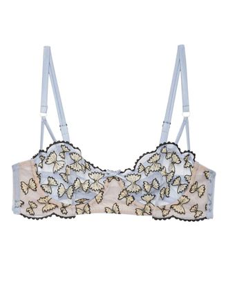 Fleur du Mal Reggiseno a balconcino Farfalle con ricamo - Blu