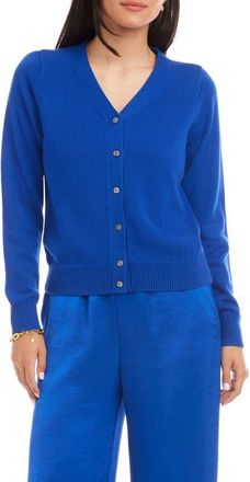 Karen Kane V-Neck Cardigan in Sapphire Blue at Nordstrom, Size X-Small
