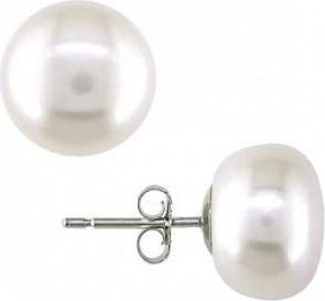 Allurez Cultured Freshwater White Pearl Stud Earrings 14k White Gold 10-11mm