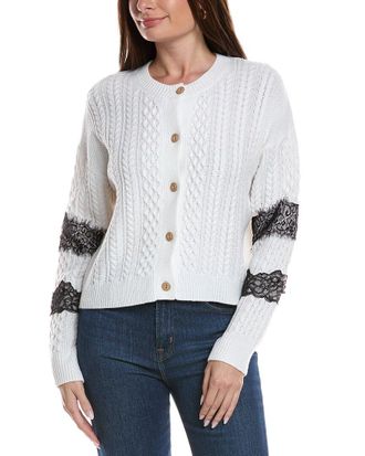 Theo & Spence Lace Detail Cable Knit Cardigan