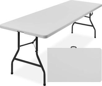 Best Choice Products 8ft Plastic Folding Table, Indoor Outdoor Heavy Duty Portable w/ Handle, Lock for Picnic