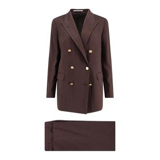 Tagliatore Jasmine Pinstripe Suit - Dames - Jassen - Bruin - Maat: L Linnen