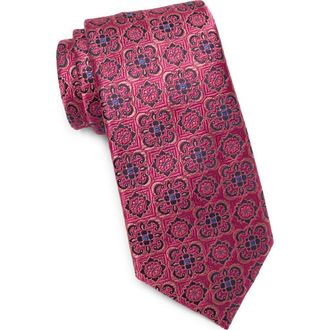 Ted Baker Adelaide Float Medallion Silk Blend Tie in Fuschia at Nordstrom Rack