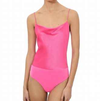 Alice & Olivia Silk Bodysuit In Wild Pink