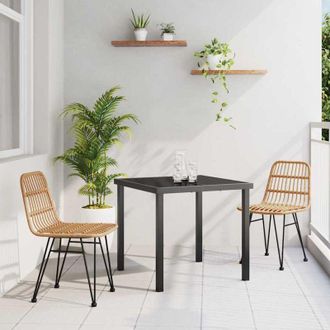 vidaXL Conjunto De Comedor De Jard&iacute;n 3 Pcs Marr&oacute;n Polirat&aacute;n Vidaxl